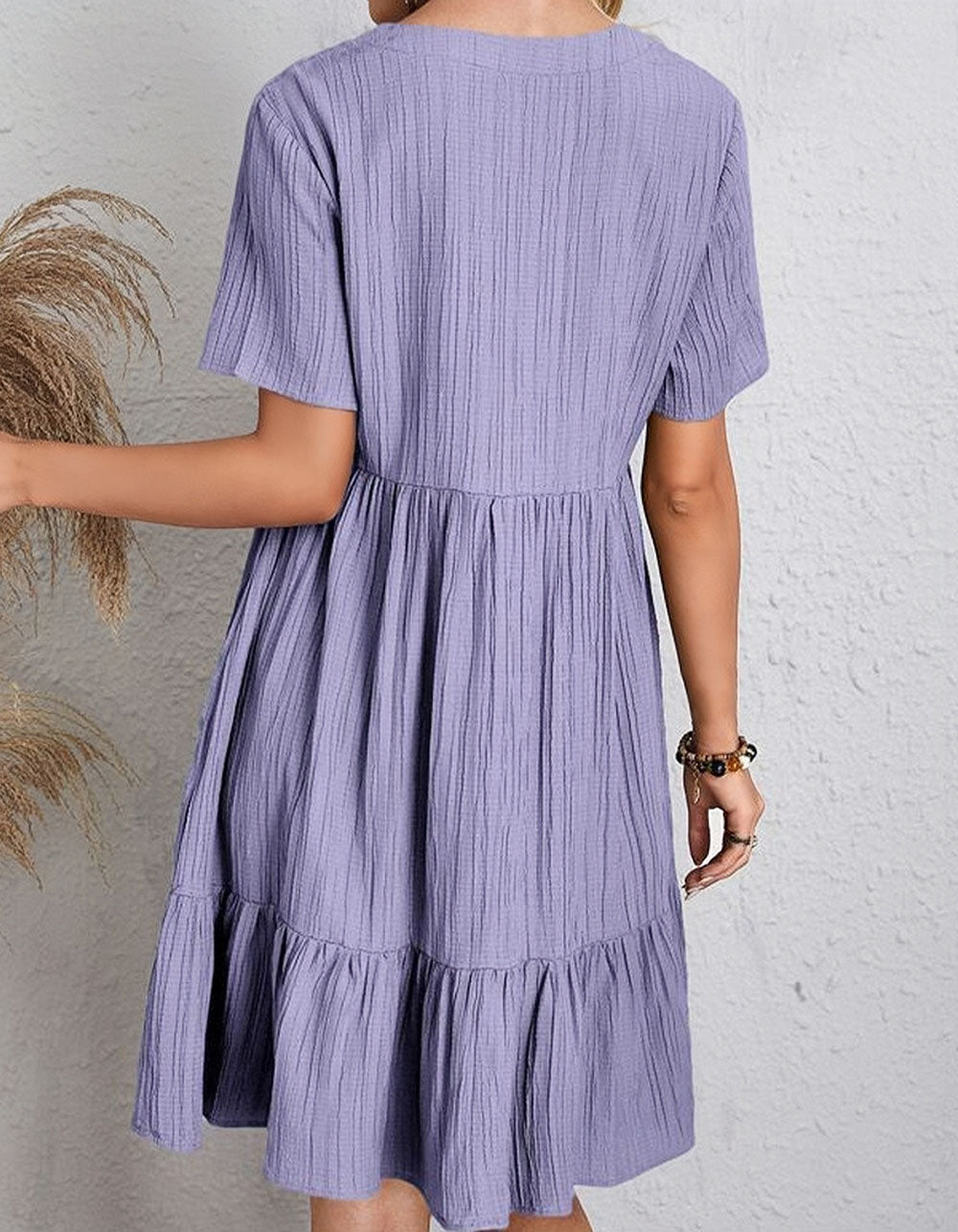V-Neck Midi A-Line Dress