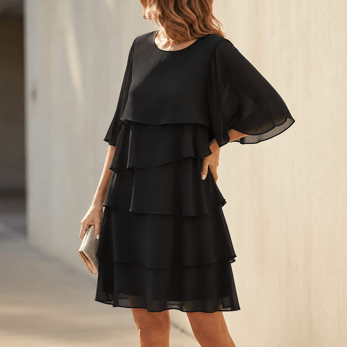Florelle Tiered Ruffle Knee-Length Polyester Dress for Women