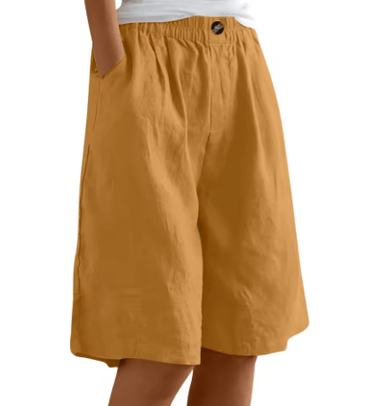 Renee Tailored Linen Shorts with Elasticated Pleated Waist
