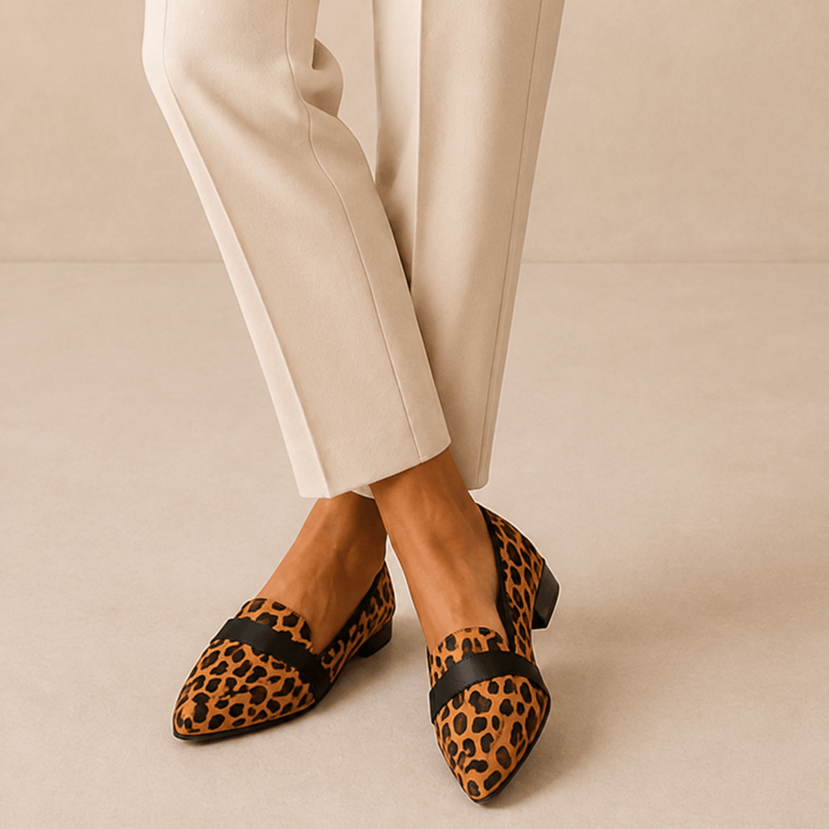 Women's Suede-Look Pointed-Toe Loafers with Cushioned Footbed