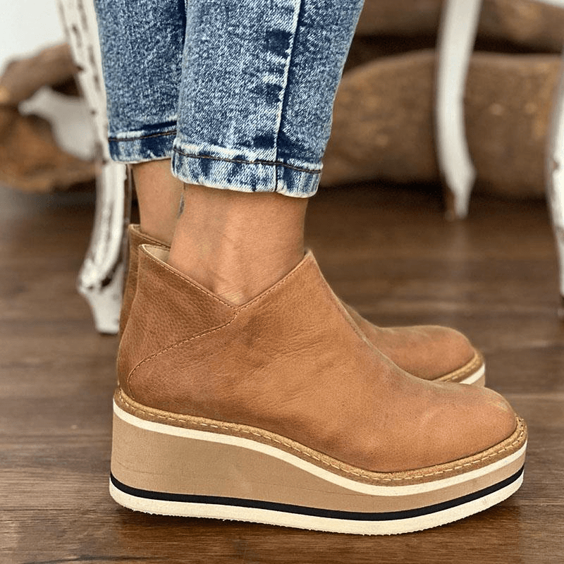 Madeline Rossi Platform Ankle Boots with Side Zip for Women