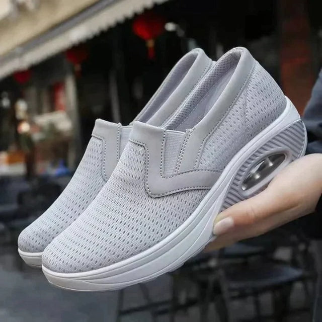 Slip-On Platform Wedge Sneakers with Air Cushion Sole and Breathable Upper