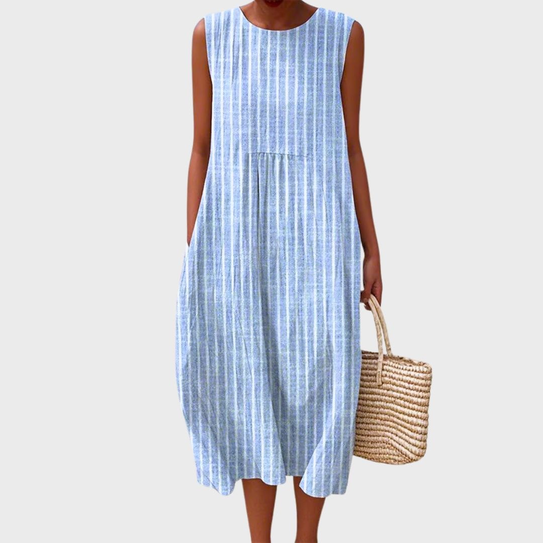 Sophryana Printed Sleeveless Summer Midi Dress for Women