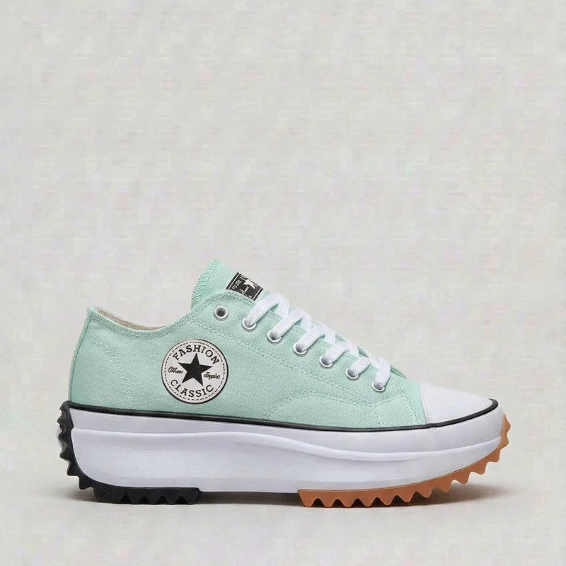 Chunky Platform Canvas Lace-Up Cushioned Sneakers for Women