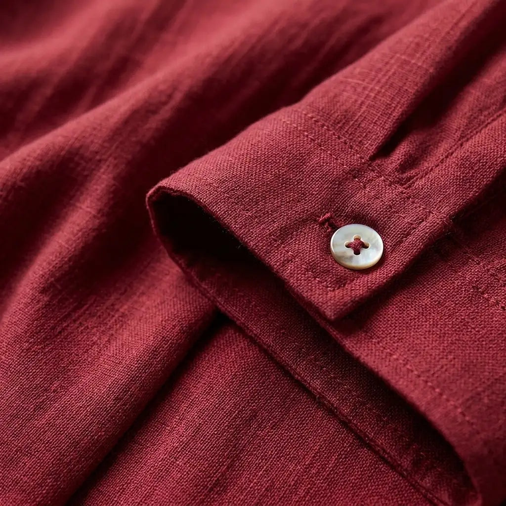 Women's Short Sleeve Linen Button-Up Top with Chest Pocket