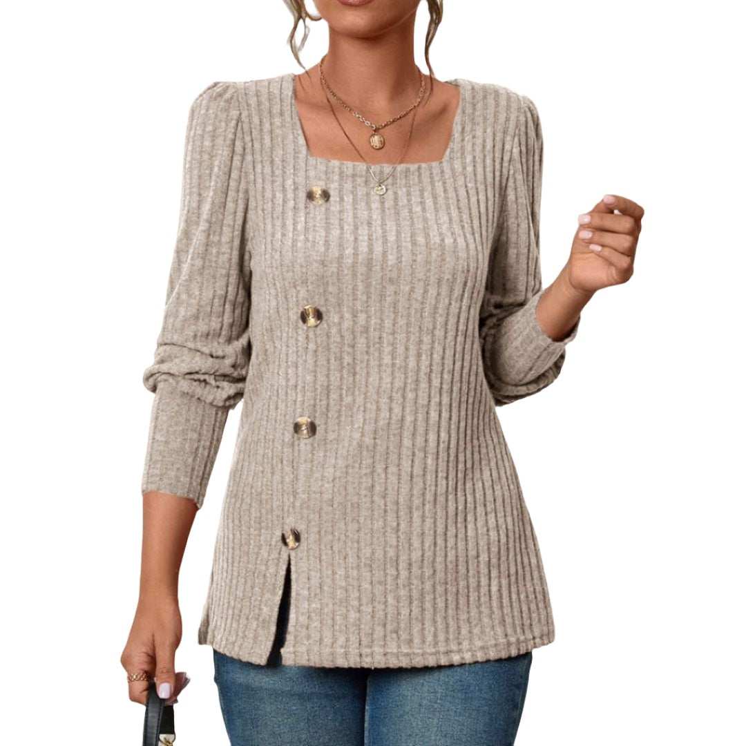 Sarah Chic Top With Square Collar