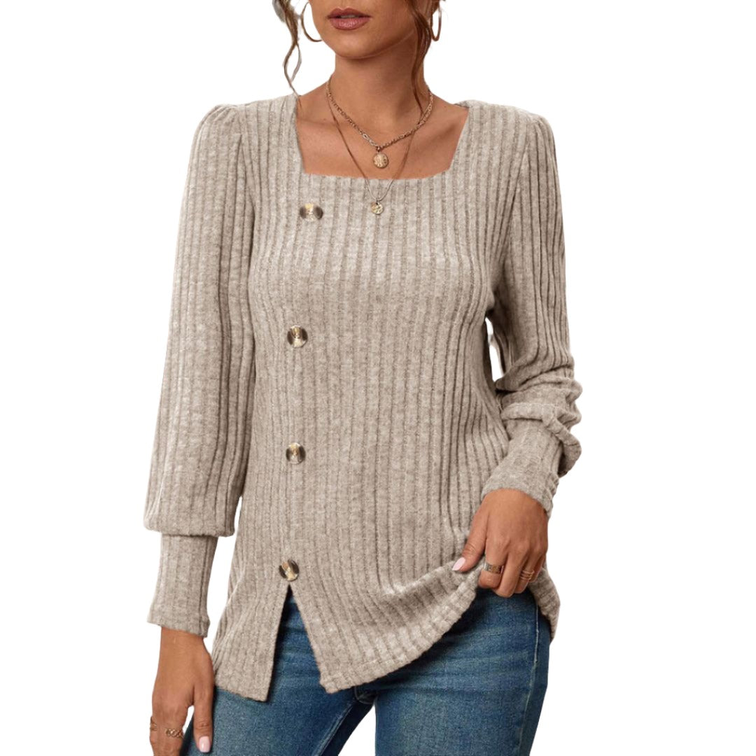 Sarah Chic Top With Square Collar