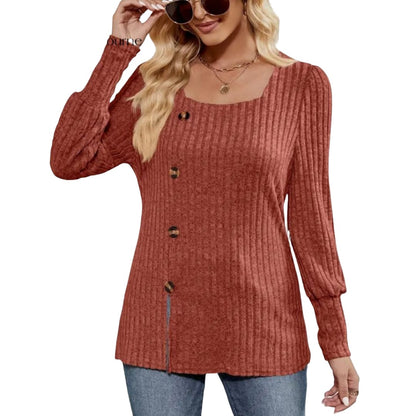 Sarah Chic Top With Square Collar