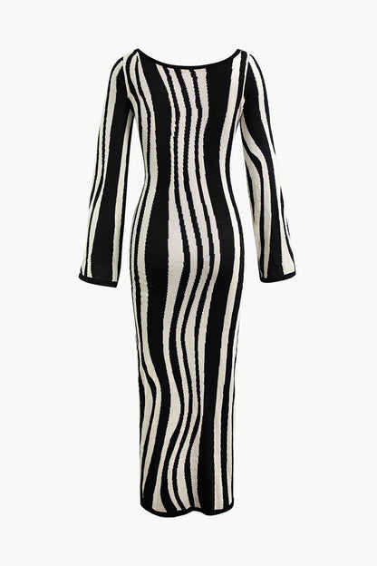 Casual Stripe Maxi Knit Dress