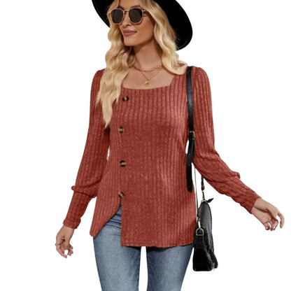 Sarah Chic Top With Square Collar