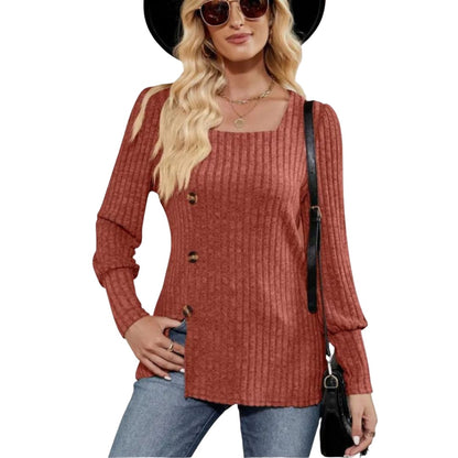 Sarah Chic Top With Square Collar