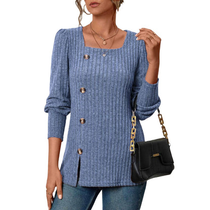 Sarah Chic Top With Square Collar
