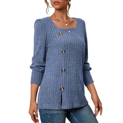 Sarah Chic Top With Square Collar