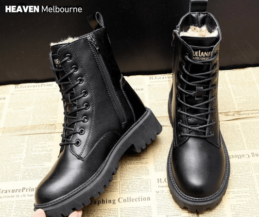 Cecilia - Black Leather Winter Boots