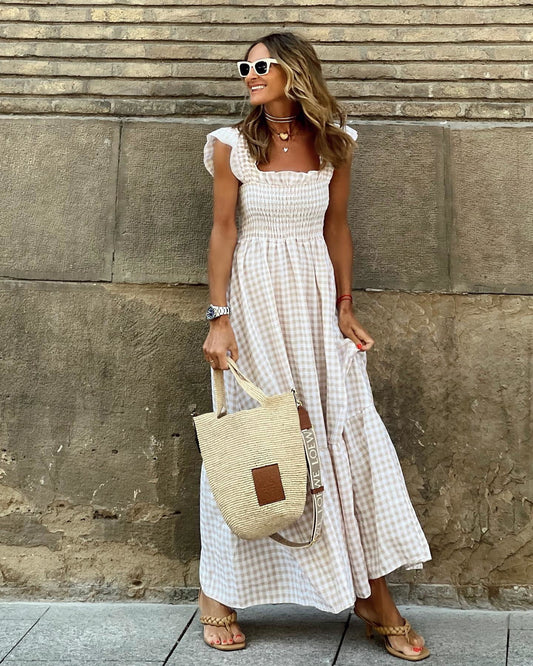 Francesca Flutter Sleeve Maxi Dress with Smocked Bodice