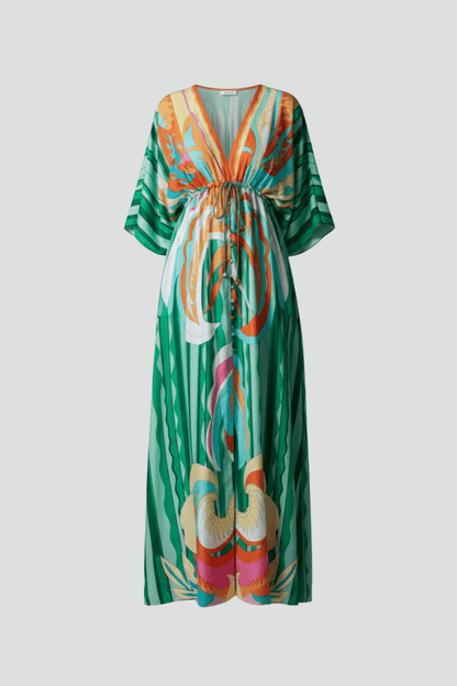 Serena Bellini | Bohemian Tropical Print Maxi Dress with Tie Waist