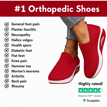 Orthopedic Wedge Slip-On Sneakers with Stretch Mesh Upper and Air Cushion Sole