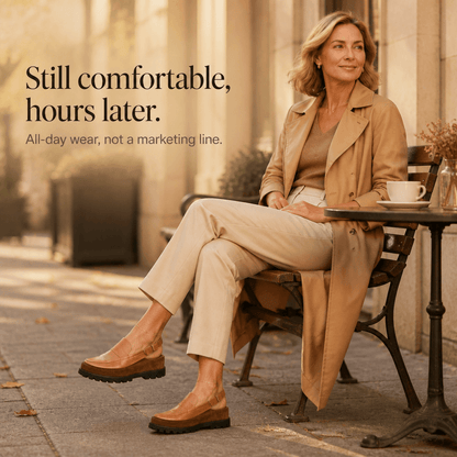 Solvana Cushioned Leather Flat Shoes with Slingback Strap and Chunky Sole