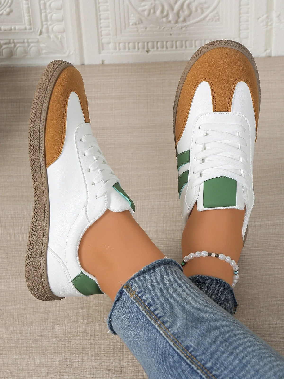 Pamela Panelled Lace-Up Women's Cushioned Sneakers with Arch Support