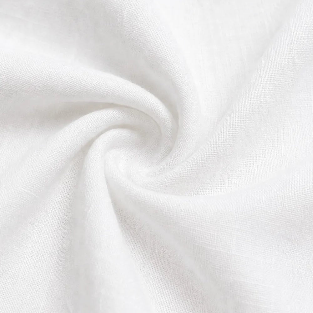 Soléne Oversized V-Neck Linen-Look Summer Dress with Half Sleeves and Button Placket