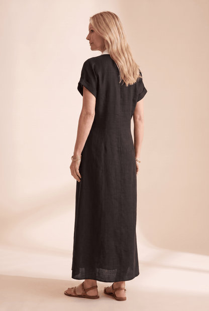 Women's Button-Front Linen Blend Summer Shirt Dress