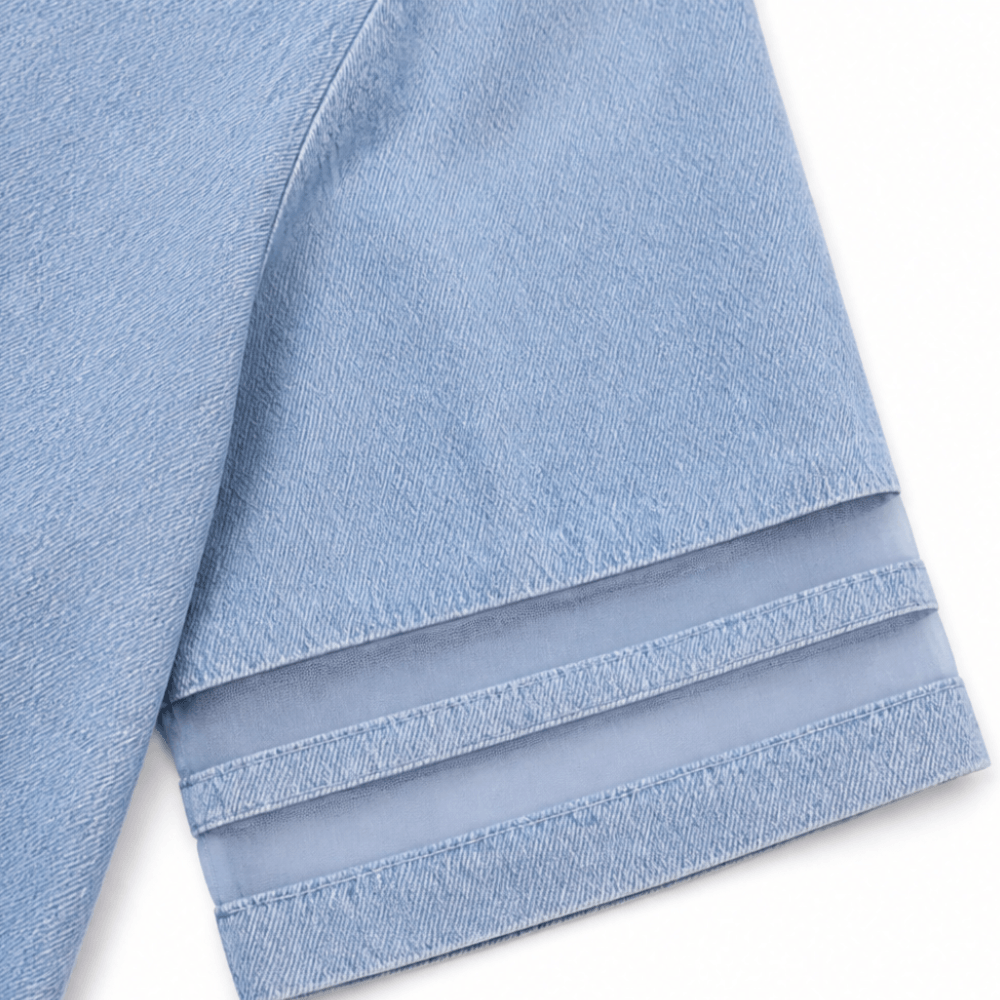 Women's Denim Shirt-Collar A-Line Midi Dress with Front Pockets