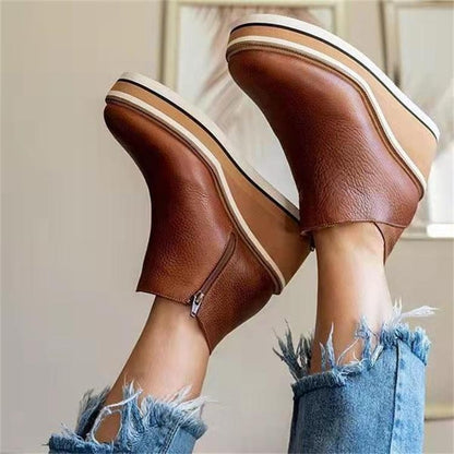 Madeline Rossi Platform Ankle Boots with Side Zip for Women