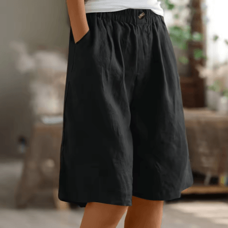Renee Tailored Linen Shorts with Elasticated Pleated Waist