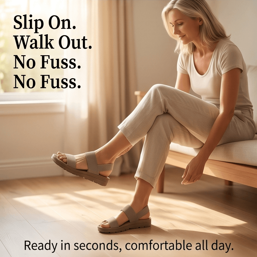 Women's Stretch-Strap Cushioned Sandals with Non-Slip Sole