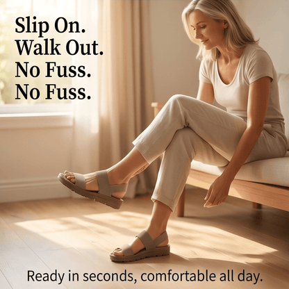 Women's Stretch-Strap Cushioned Sandals with Non-Slip Sole