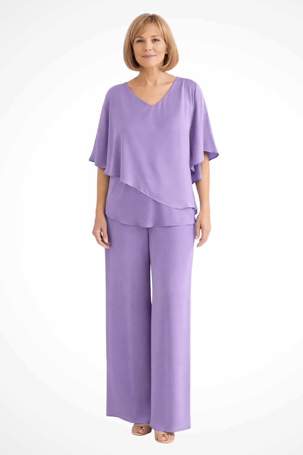 Hannah Sullivan Flowy Chiffon Blouse and Wide-Leg Pants Co-ord Set