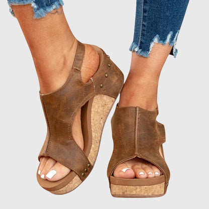Adela Women's Cushioned Wedge Sandals with Buckle Closure