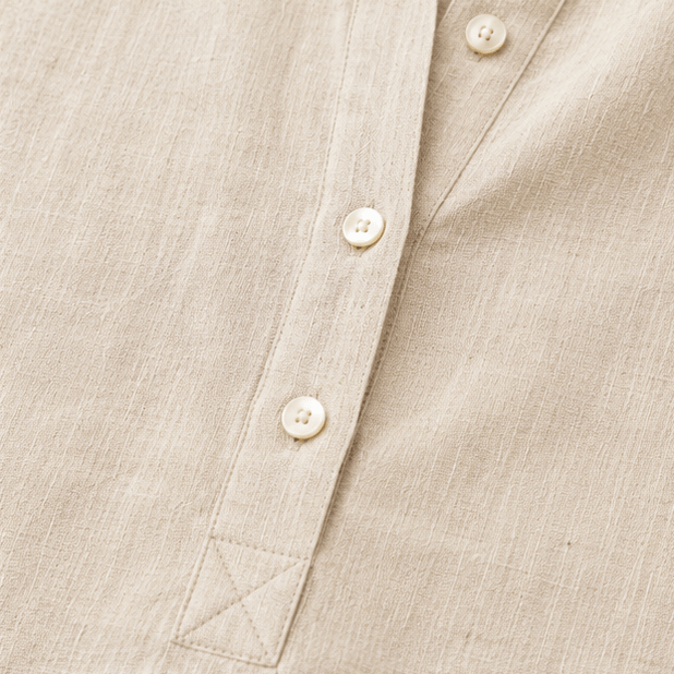 Lunavia Oversized Linen-Look Midi Summer Shirt Dress with Short Sleeves