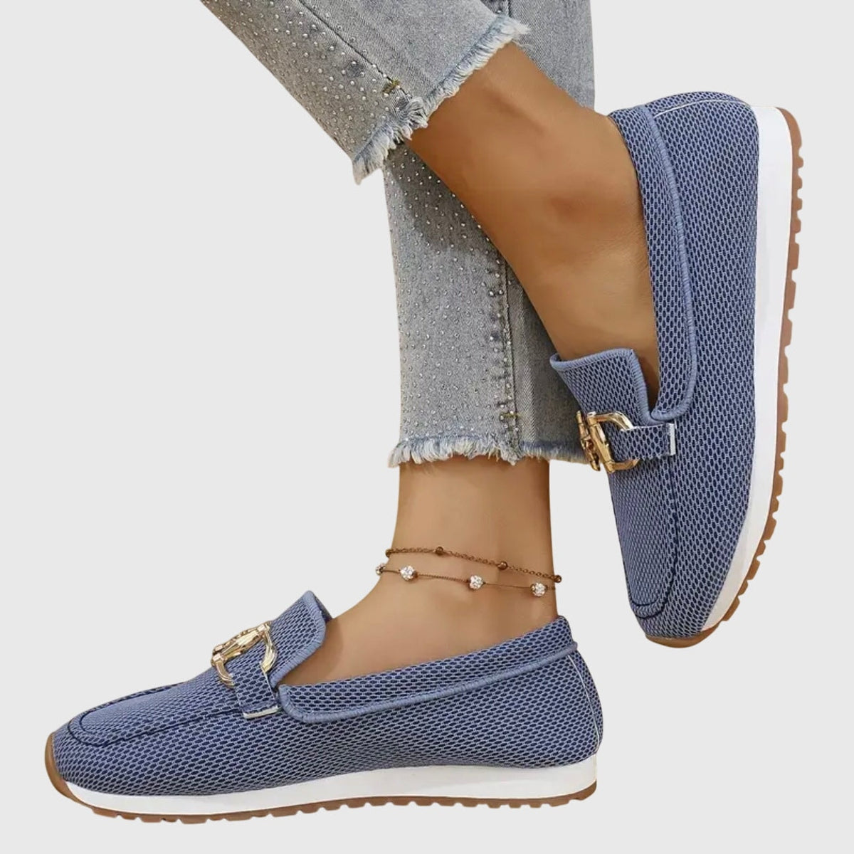 Lili Women's Slip-On Textile Sneakers with Cushioned Sole and Bit-Buckle Detail