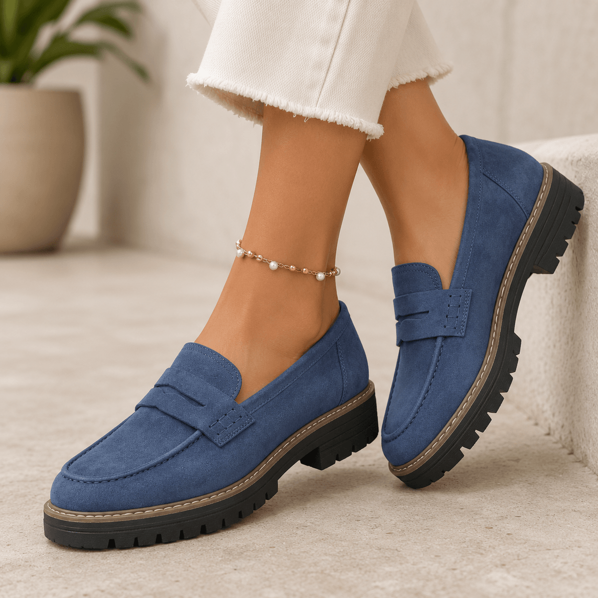 Women's Platform Loafers with Cushioned Comfort Footbed