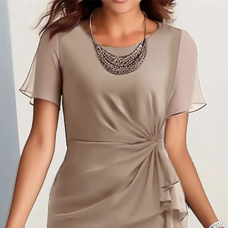 Ruffle Hem Flutter Sleeve Knot-Front Midi Dress for Women