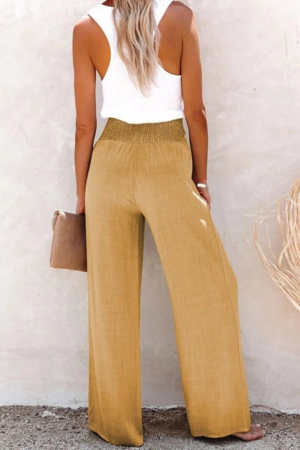 Sharon High-Waisted Linen Wide-Leg Tailored Pants for Women