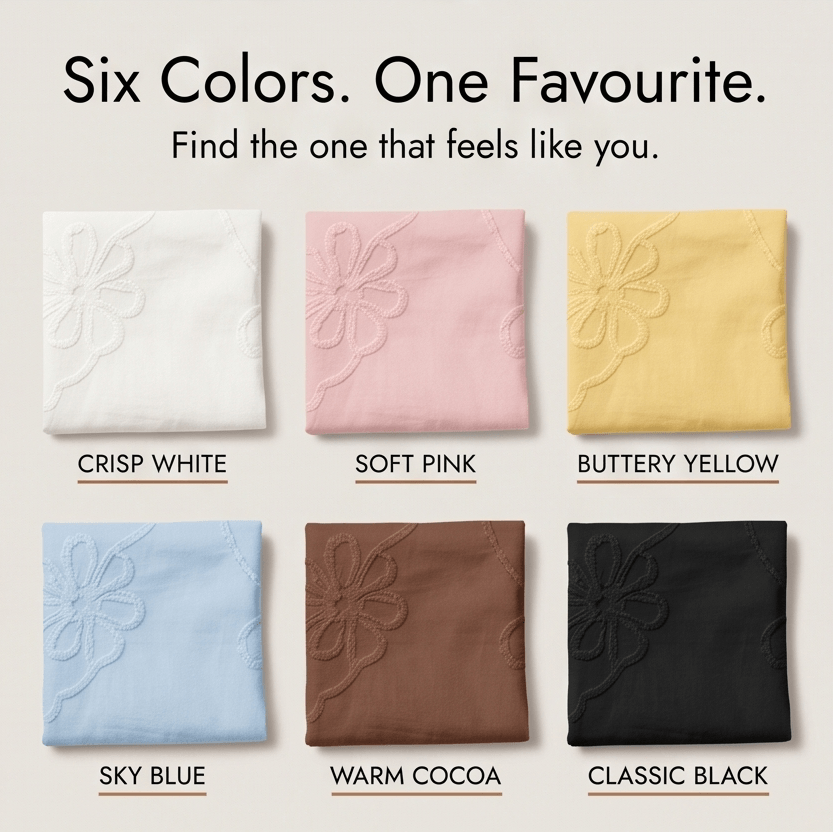 Embroidered Puff Sleeve Ruffled V-Neck Top for Women in Cotton