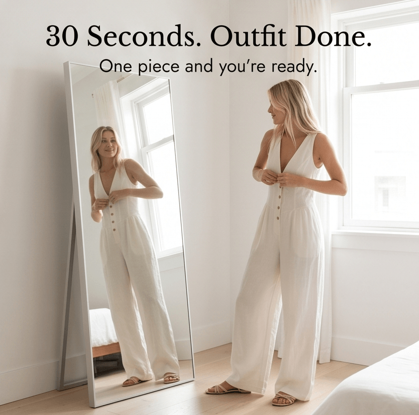 Lunavia Women's Button-Front Wide-Leg Jumpsuit with Pockets