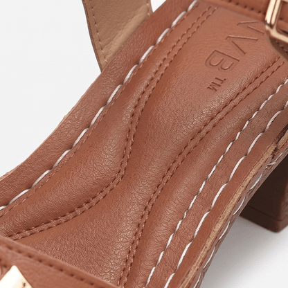 Women's Cushioned Block Heel Sandals with Buckle Ankle Strap
