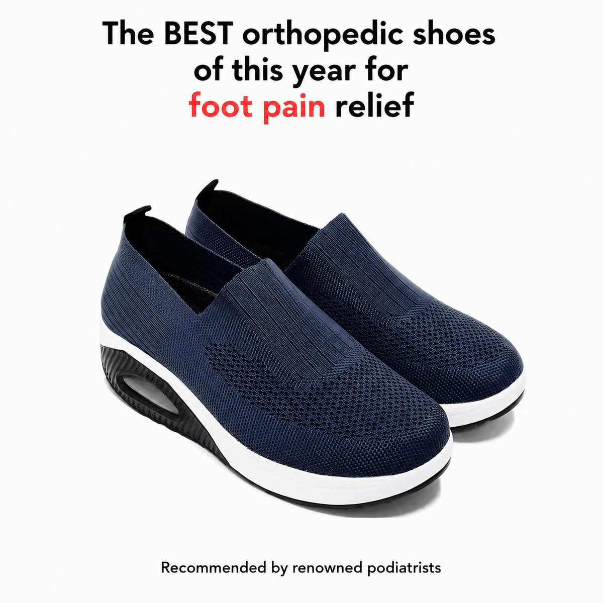 Orthopedic Wedge Slip-On Sneakers with Stretch Mesh Upper and Air Cushion Sole