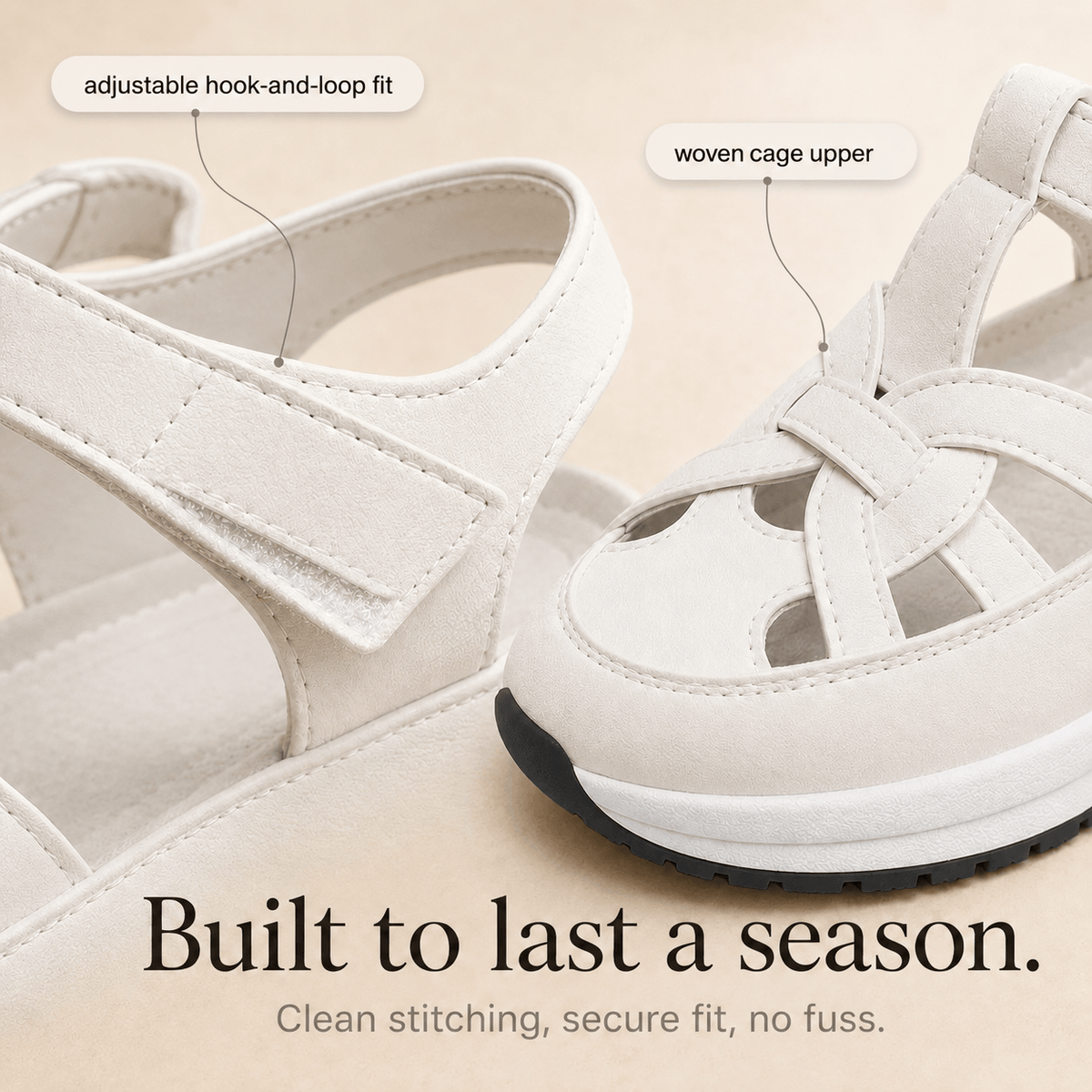 Women's Cushioned Platform Sandals with Adjustable Cage Strap