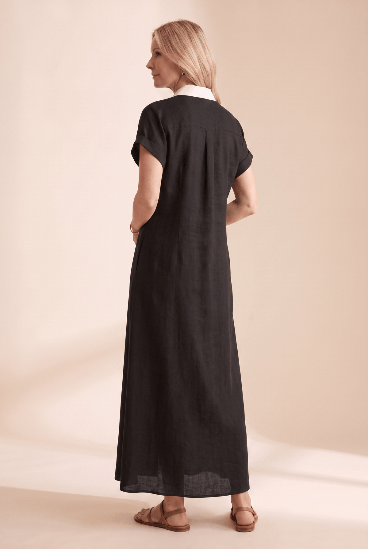 Women's Button-Front Linen Blend Summer Shirt Dress