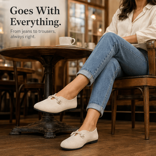 Sollea Suede Slip-On Flats with Cushioned Sole and Rope Bow