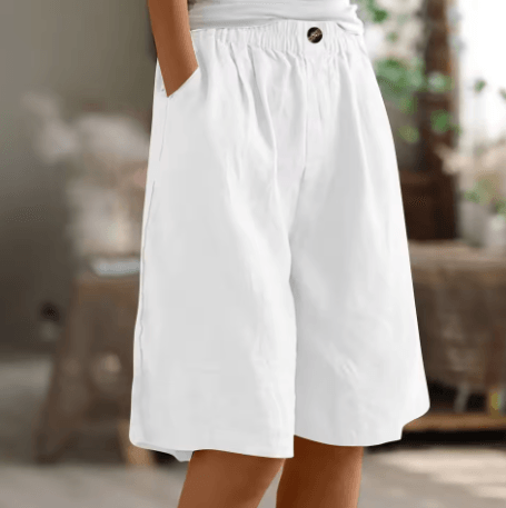 Renee Tailored Linen Shorts with Elasticated Pleated Waist