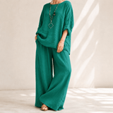 Lunavia Oversized Cotton-Linen Co-Ord Set with Wide-Leg Pants