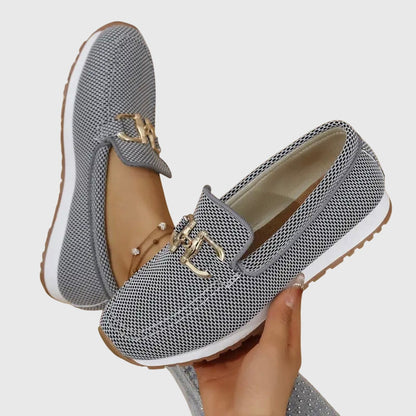 Lili Women's Slip-On Textile Sneakers with Cushioned Sole and Bit-Buckle Detail