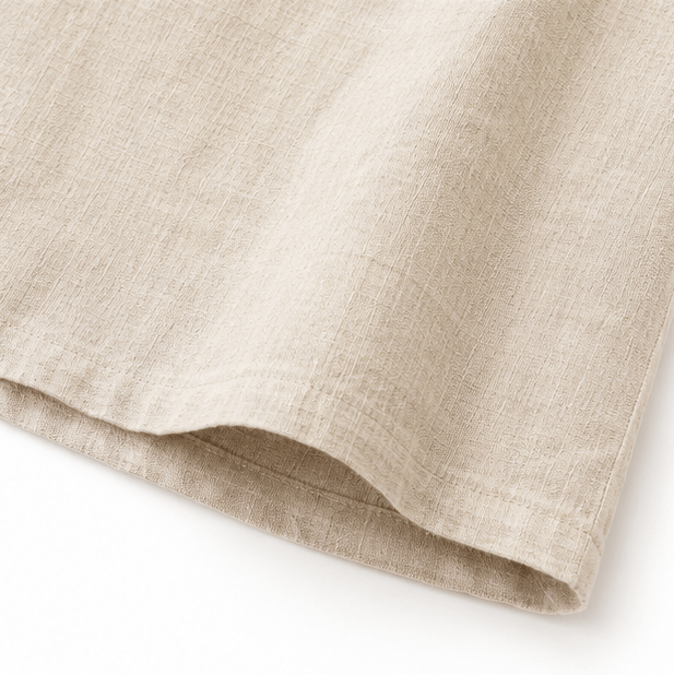 Lunavia Oversized Linen-Look Midi Summer Shirt Dress with Short Sleeves