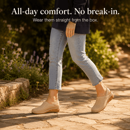 Perforated Wedge Slingback Sandals with Cushioned Sole for Women