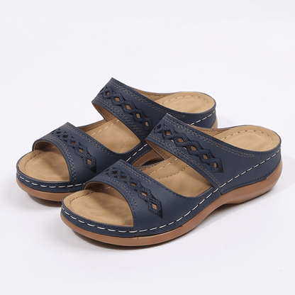 Women's Cushioned Wedge Sandals with Arch Support Footbed